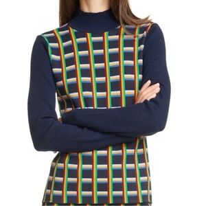 Tory Sport Jacquard Front Ribbed Turtleneck Sweater Sz XL
